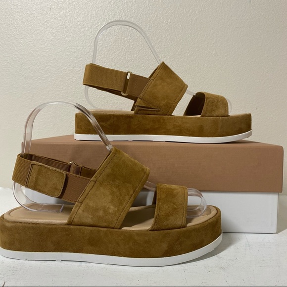 Via Spiga Gabourey Suede Sandals Flatform Toffee - Picture 3 of 6